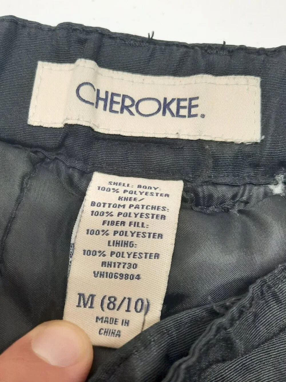 Cherokee Youth Medium 8/10 Black Snow Pants Insulated Ski Pants Reinforced Knees